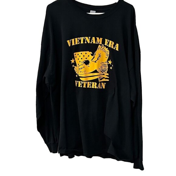 Gildan Ultra Hvy Cotton Vietnam Era Vet Long Sleeve T-Shirt Sz. 3XL Black #N1403 - Picture 2 of 4